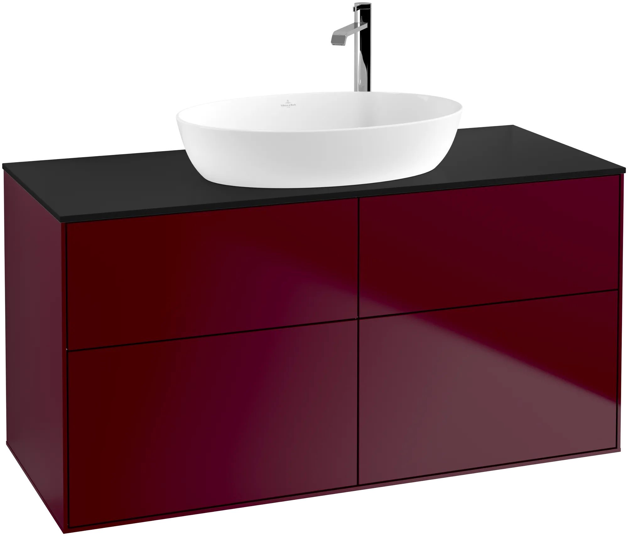 Villeroy & Boch Waschtischunterschrank „Finion“ für Schrankwaschtisch 1200 × 603 × 501 mm Peony Matt Lacquer, mit Hahnlochbohrung, für Becken mittig