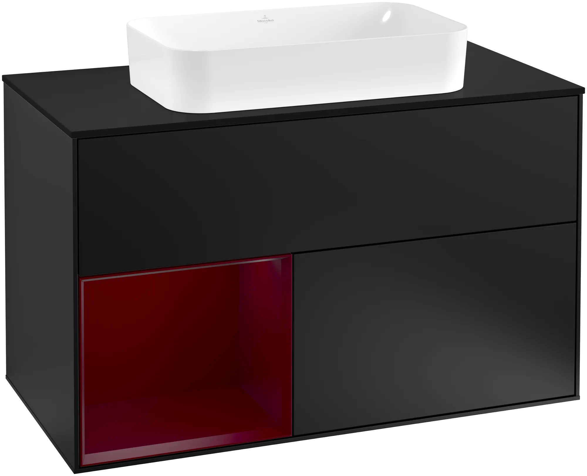 Villeroy & Boch Waschbeckenunterschrank Finion G24, 1000x603x501 mm, Black Matt Lacquer mit Beleuchtung und Push-to-open Funktion