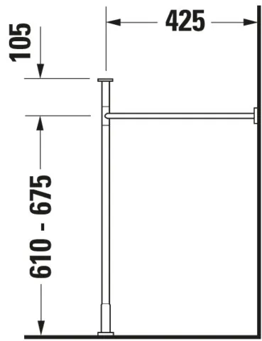 Duravit Metallkonsole Vero, Chrom Poliert, höhenverstellbar, 425x525x715-780 mm, Bodenstehend mit Wandbefestigung