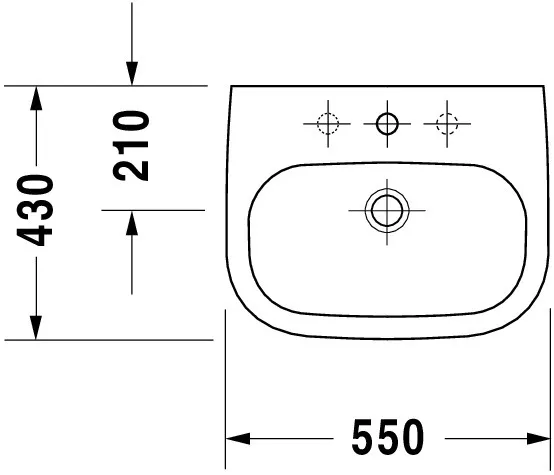 Wandwaschtisch „D-Code“, mit Überlauf 55 × 43 cm 