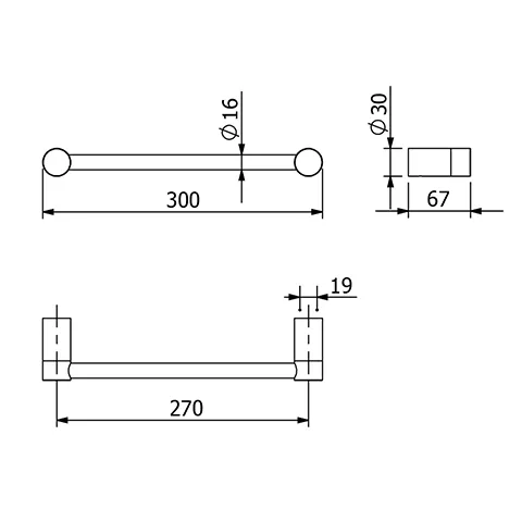 Kludi VELA R Handtuchhalter L = 300MM Brushed Gunmetal