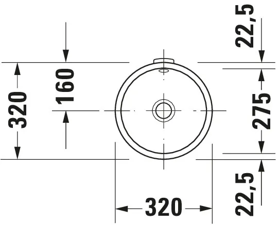 Einbauwaschtisch Architec 275 mm EB v.u.,m.ÜL,o.HLB,u.glasiert,weiß