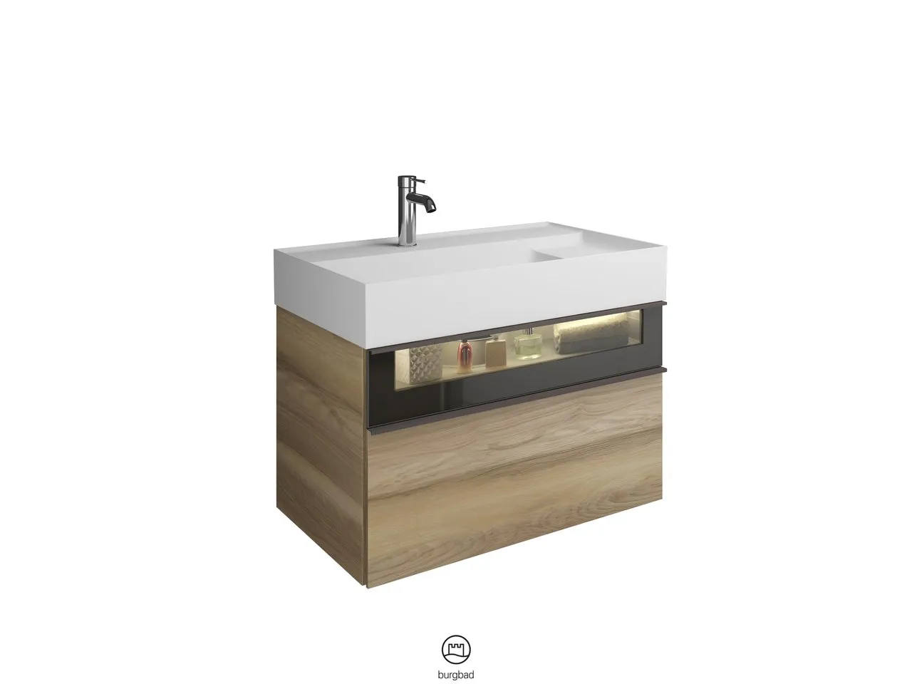 burgbad Yumo Mi-Waschtisch inkl. WTU (SFMX082), Mineralguss, 470x815x610, PG1 burgbad Yumo Mi-Waschtisch inkl. WTU (SFMX082), Mineralguss, 470x815x610, PG1