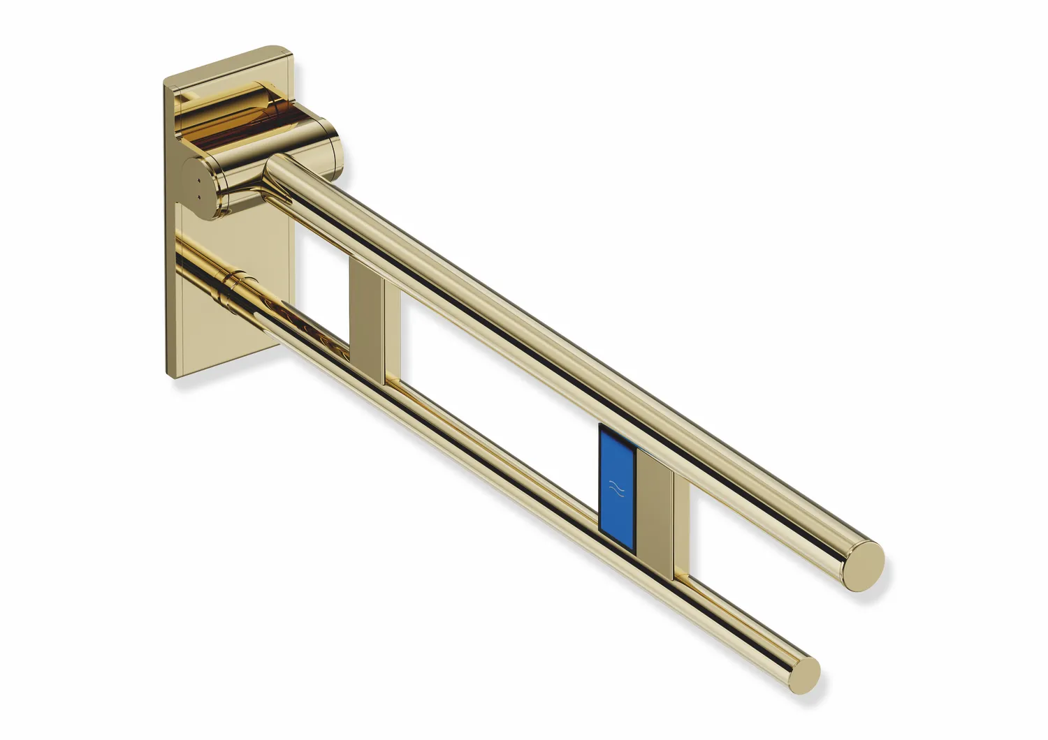 Stützklappgriff Duo, Design A des Systems 900, Edelstahl, PVD, Ausladung 700 mm, mit Funk-Spülauslösung, Ausführung links, in Farbe CK (Messing