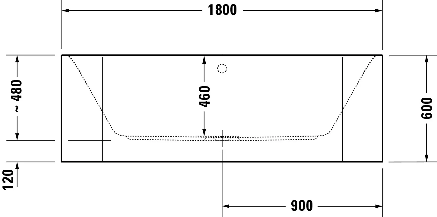 Duravit Badewanne „Happy D.2 Plus“ vorwand rechteck 180 × 80 cm, mittig