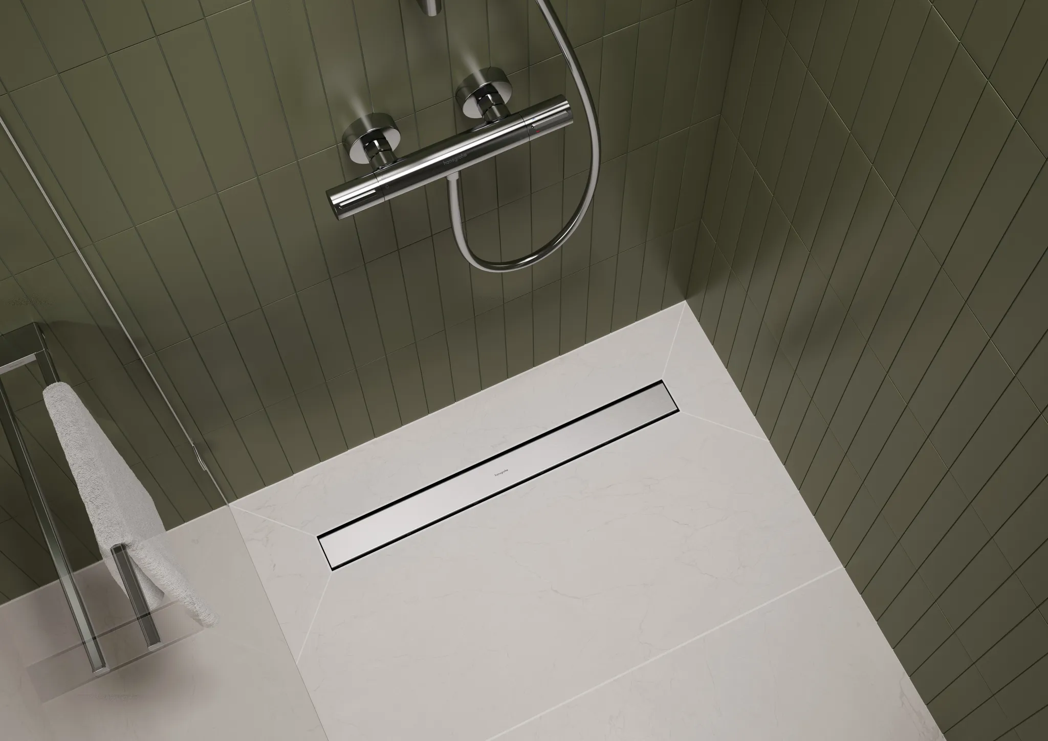 Hansgrohe Duschrinne „RainDrain Go“ in Edelstahl Hansgrohe Duschrinne „RainDrain Go“ in Edelstahl