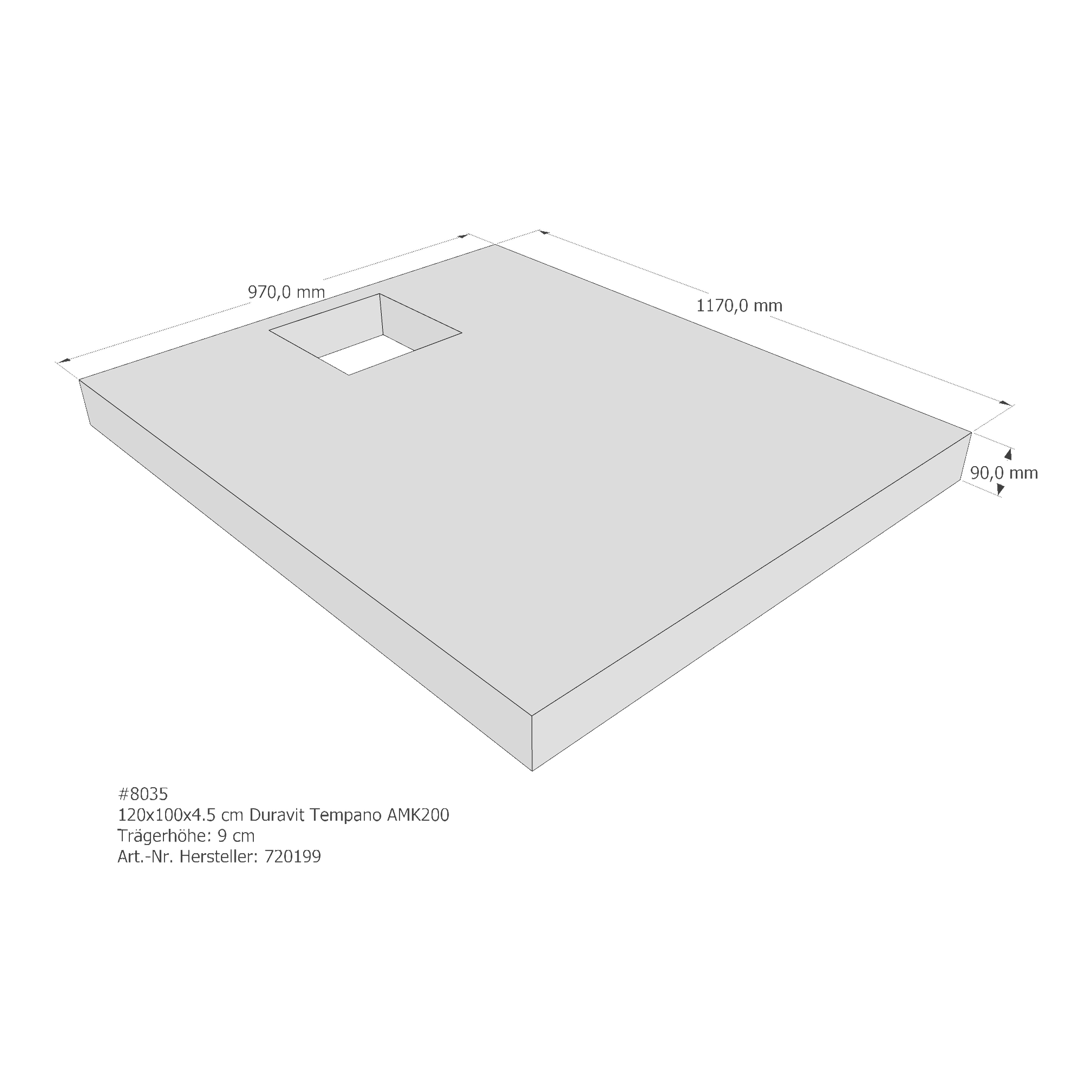 Duschwannenträger für Duravit Tempano 120 × 100 × 4,5 cm Breite: 100 cm / Länge: 120 cm Duschwannenträger für Duravit Tempano 120 × 100 × 4,5 cm Breite: 100 cm / Länge: 120 cm