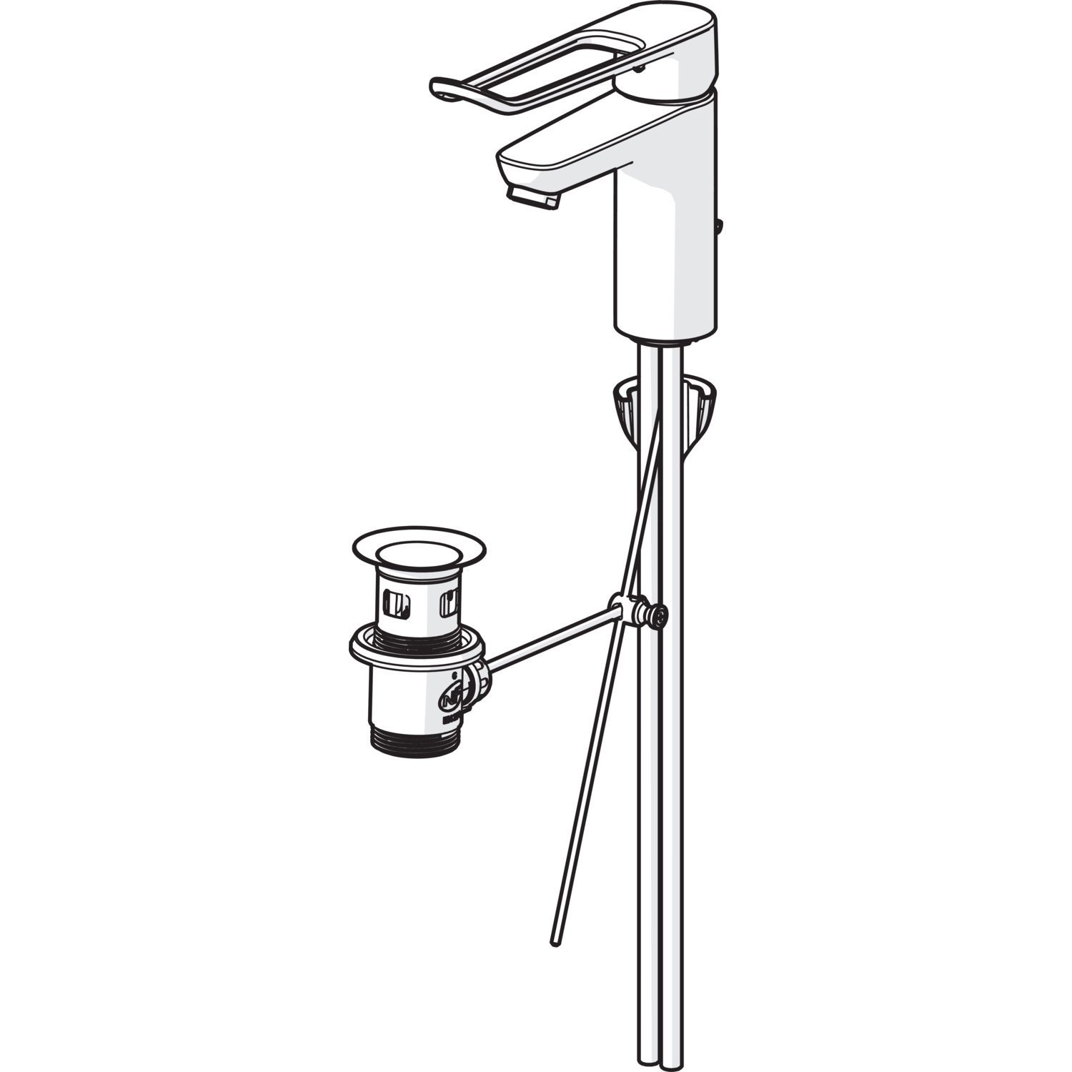 Einhand-Waschtischarmatur Bedienungshebel lang mit Zugstange „Clinica“ Ausladung 114 mm in Chrom Einhand-Waschtischarmatur Bedienungshebel lang mit Zugstange „Clinica“ Ausladung 114 mm in Chrom