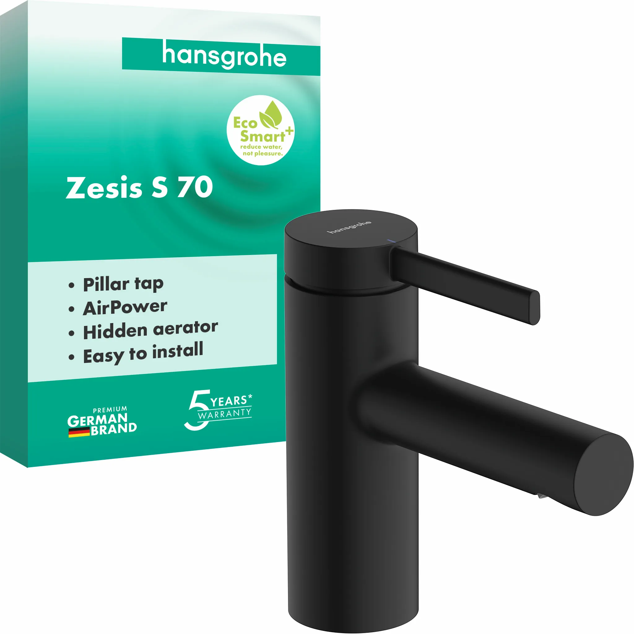 Waschtischarmatur „Zesis S“ Ausladung 105 mm in Mattschwarz Waschtischarmatur „Zesis S“ Ausladung 105 mm in Mattschwarz
