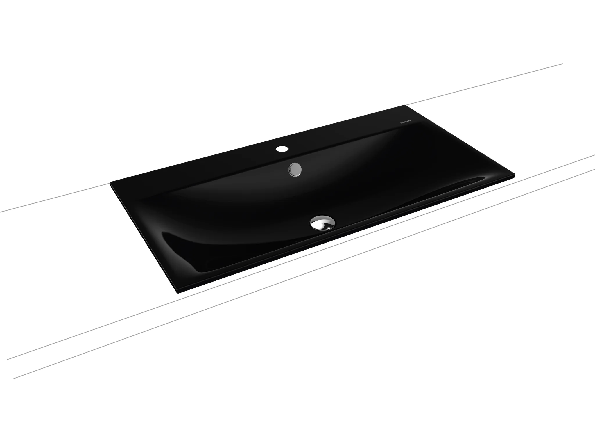 Kaldewei SILENIO Einbauwaschtisch, schwarz Perl-Effekt, 900x460 mm, 14 mm Randhöhe, mit Überlauf und 3er Hahnlochbohrung