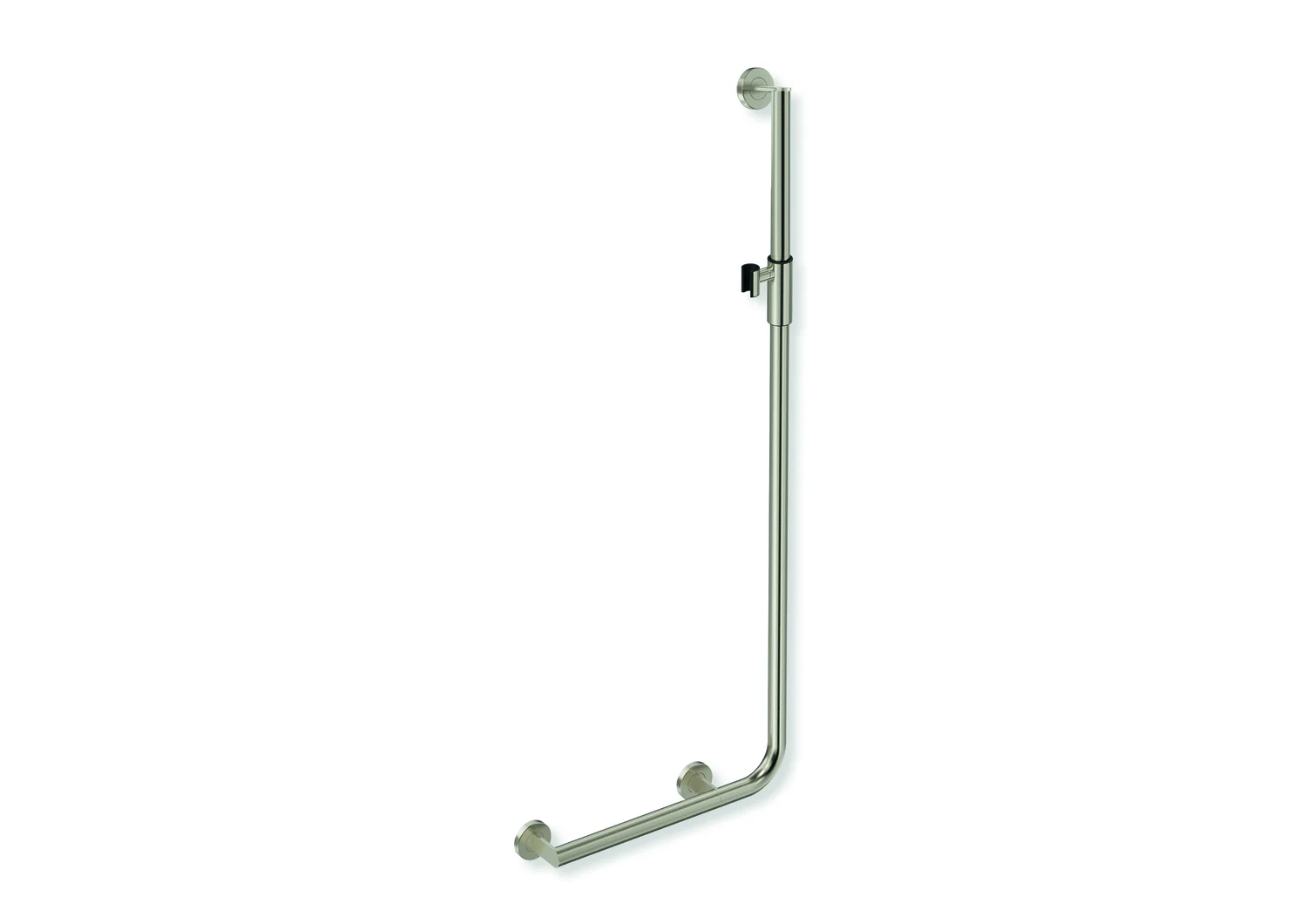 HEWI Winkelgriff mit Brausehalter, Edelstahl, PVD, links HEWI Winkelgriff mit Brausehalter, Edelstahl, PVD, links