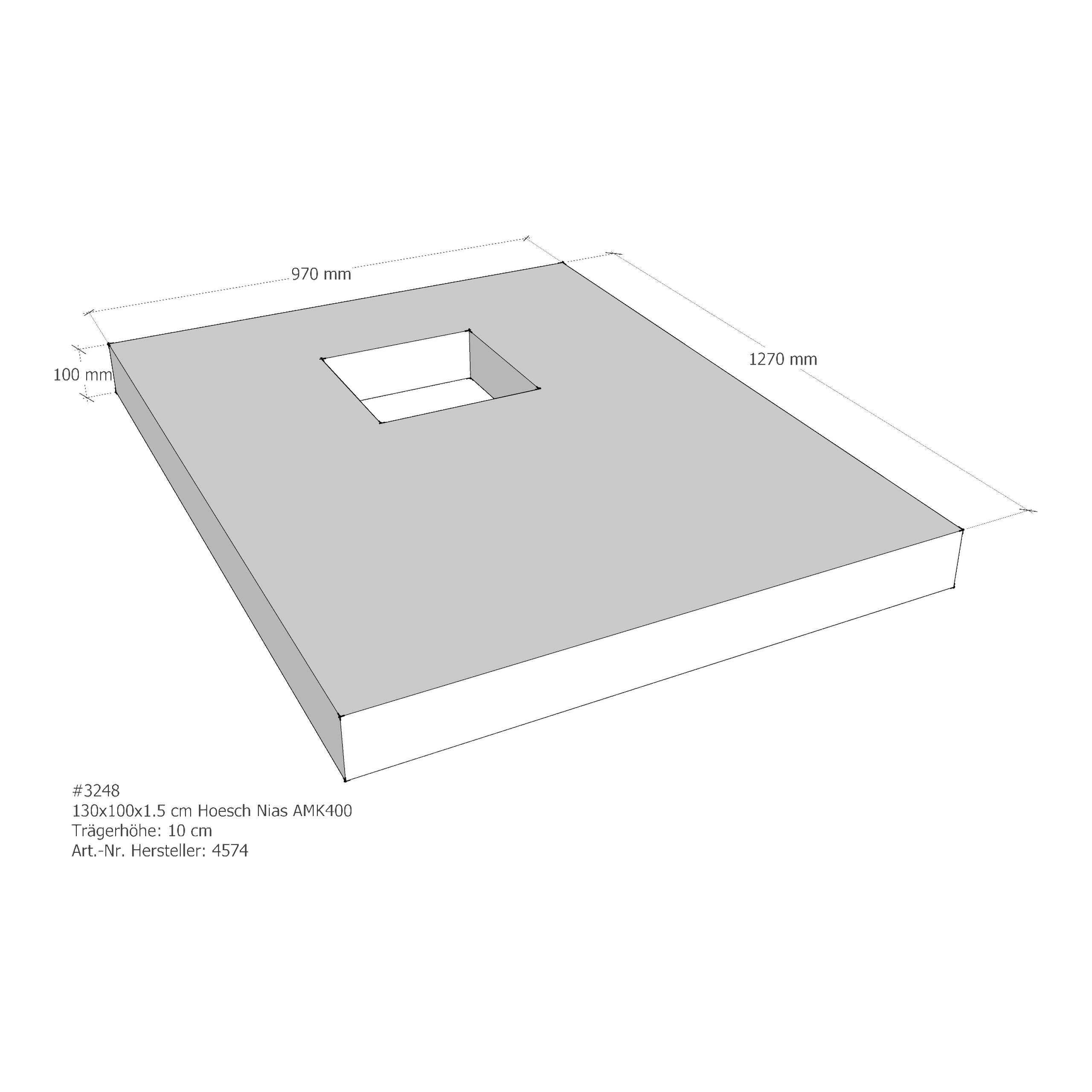 Duschwannenträger für Hoesch Nias 130 × 100 × 1,5 cm Breite: 100 cm / Länge: 130 cm Duschwannenträger für Hoesch Nias 130 × 100 × 1,5 cm Breite: 100 cm / Länge: 130 cm