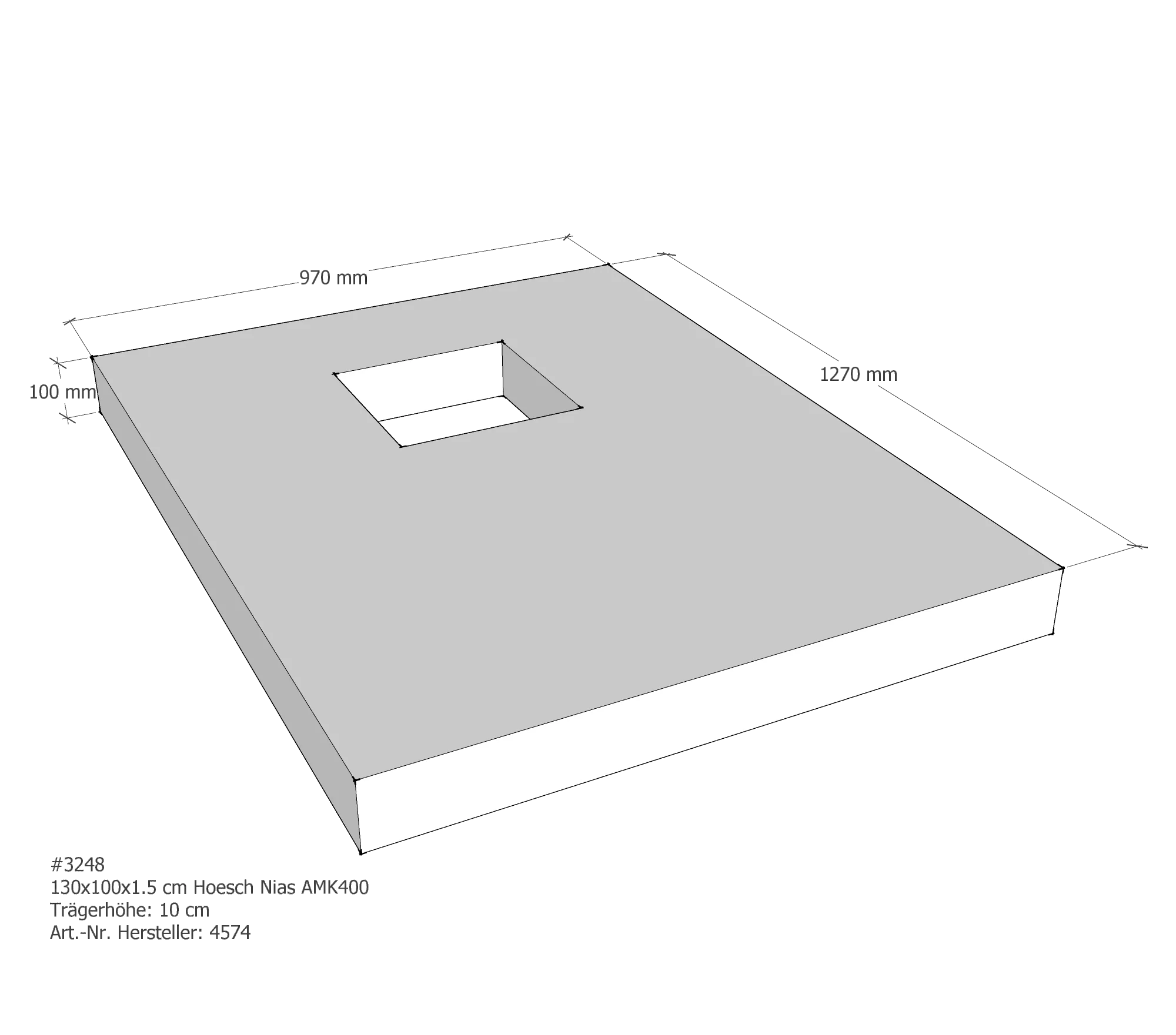 Duschwannenträger passend für Hoesch Nias 130 × 100 × 1,5 cm Duschwannenträger passend für Hoesch Nias 130 × 100 × 1,5 cm