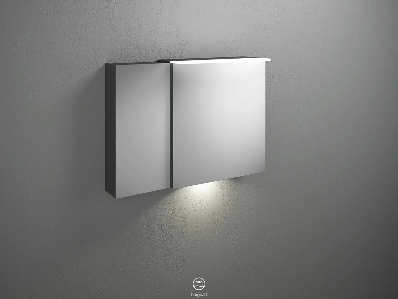 Burgbad Spiegelschrank Badu SFUB090, 310x900x665 mm, LED-Aufsatzleuchte 4200 K, Schalter-Steckdosenelement, Glaseinlegeböden