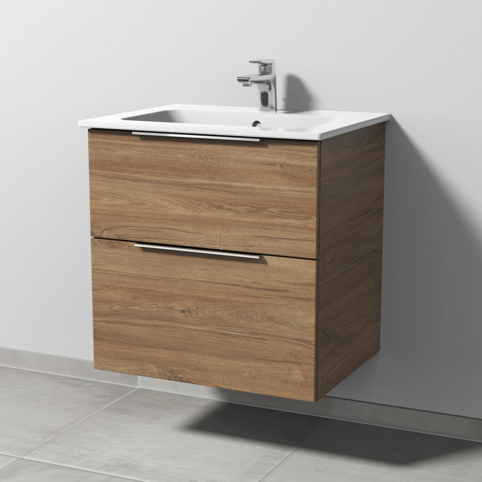Sanipa Waschtischunterschrank „3way“ passend zu Keramik-Waschtische ME by Starck von Duravit 600 × 613 × 467 mm in Eiche Kansas