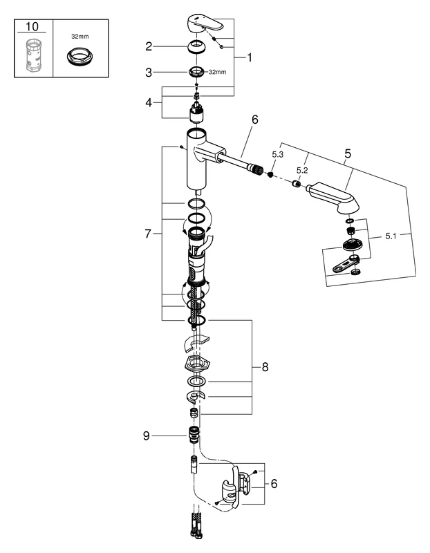 Einhand-Spültischbatterie Eurodisc Cosmopolitan 32257_2, mittelhoher Auslauf, Einlochmontage, herausziehbare Dual Spülbrause, chrom