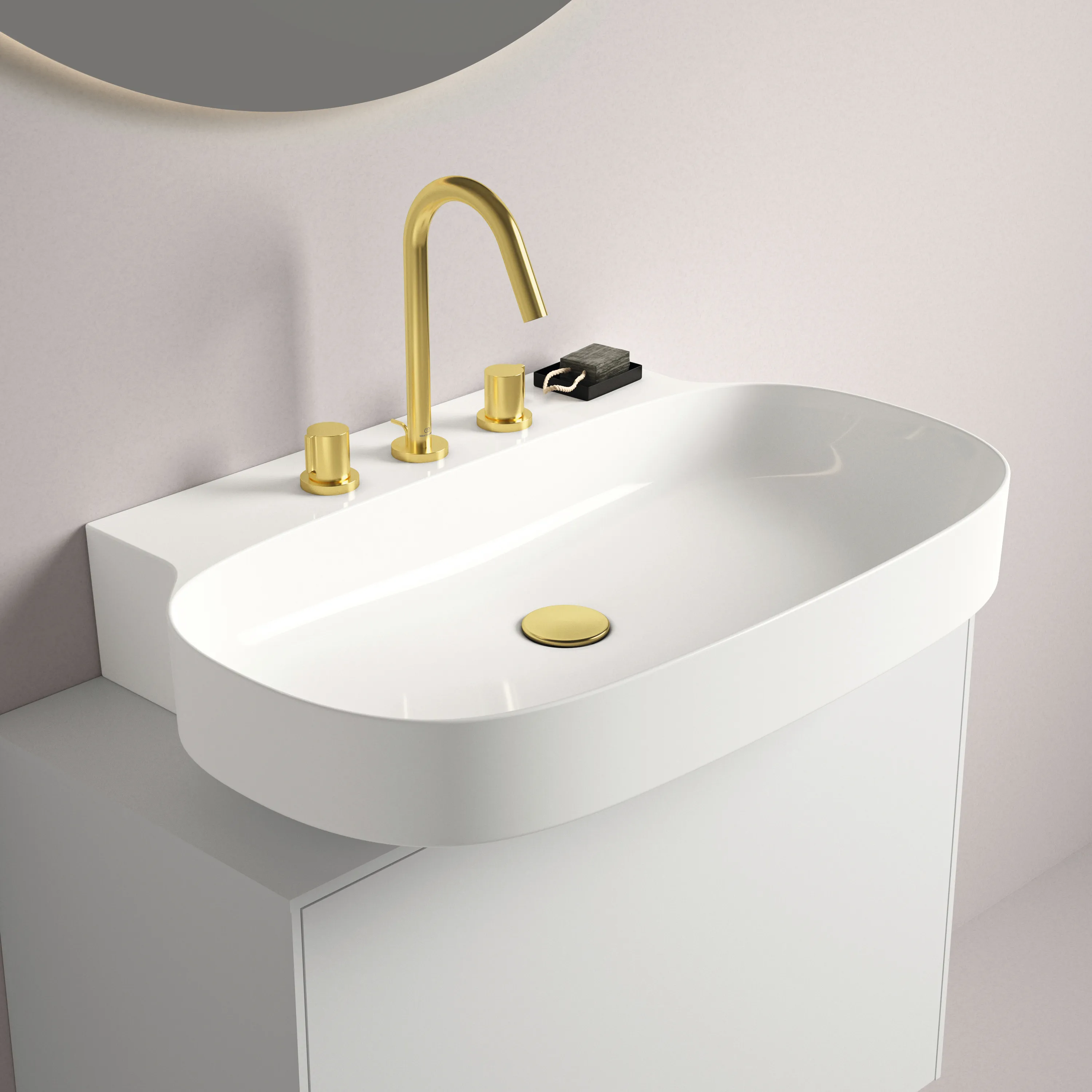 Ideal Standard Joy Arm 3-Loch Waschtischarmatur BC783A2, Brushed Gold Ideal Standard Joy Arm 3-Loch Waschtischarmatur BC783A2, Brushed Gold