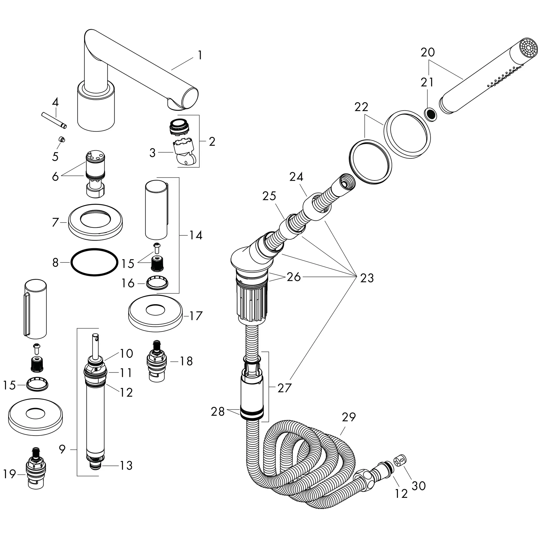 Hansgrohe AXOR Uno 4-Loch Wannenrandarmatur mit Zerogriffen, Chrom Hansgrohe AXOR Uno 4-Loch Wannenrandarmatur mit Zerogriffen, Chrom