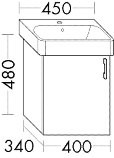 Burgbad Waschtischunterschrank Sys30, 1 Tür, 480 mm hoch, 400 mm breit, 340 mm tief Burgbad Waschtischunterschrank Sys30, 1 Tür, 480 mm hoch, 400 mm breit, 340 mm tief