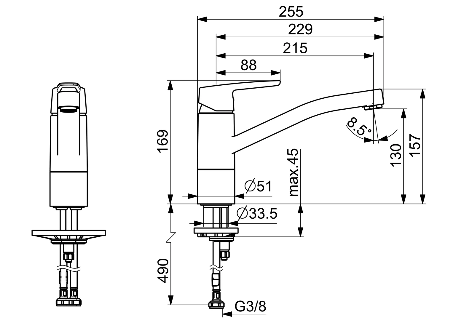 Hansa HansaPOLO Küchenarmatur EHM 5148, Standmontage, Einhebelmischer, Chrom