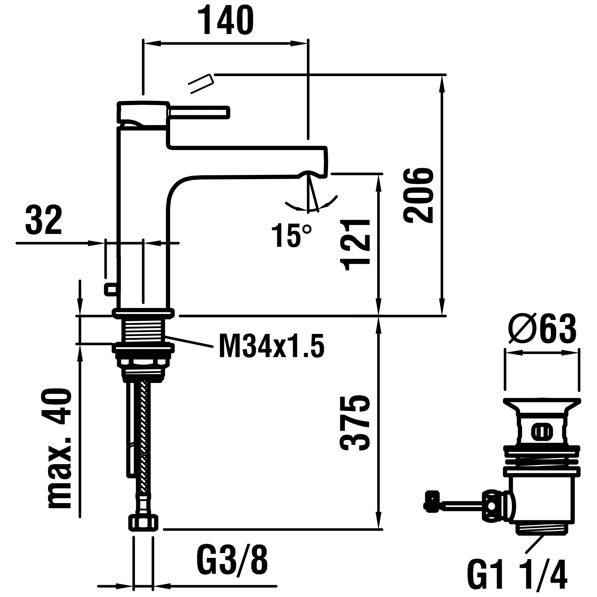 Einhebel-Waschtischmischer Unterputz TWINPLUS Eco+, Ausladung 140 mm, Festauslauf, mit Ablaufventil chrom Einhebel-Waschtischmischer Unterputz TWINPLUS Eco+, Ausladung 140 mm, Festauslauf, mit Ablaufventil chrom