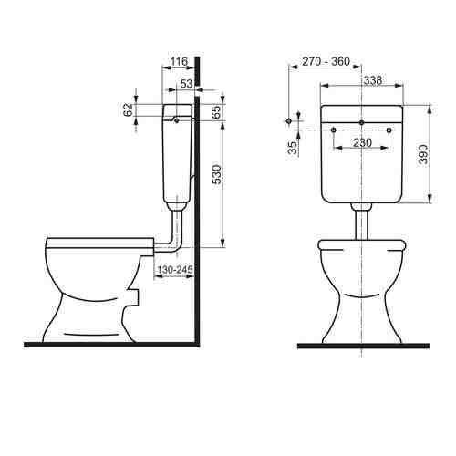 Set-Stand-WC Tiefspüler mit Sitz und Spülkasten