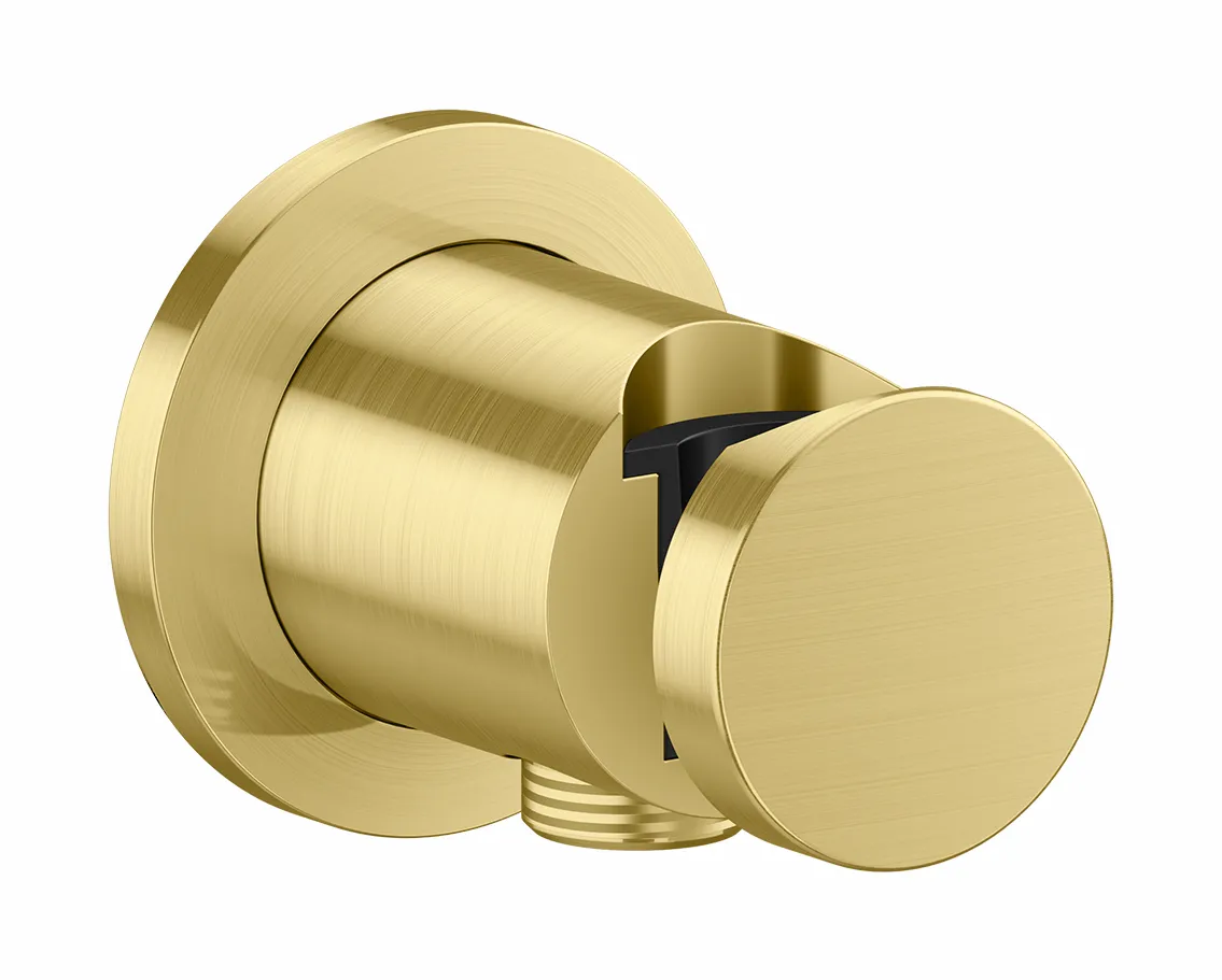 Hansgrohe AXOR One Portereinheit rund BB, Brushed Brass, für Brauseschläuche mit konischer Mutter, integrierte Brausehalterfunktion, max. Durchflussmenge 15 l/min bei 3 bar, Metall, Rückflussverhinderer, Anschlussart G 1/2