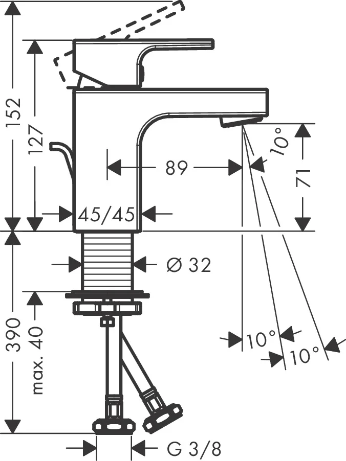 Hansgrohe Vernis Shape Einhebel-Waschtischmischer 70, Chrom, Ausladung 89 mm, Auslaufhöhe 71 mm Hansgrohe Vernis Shape Einhebel-Waschtischmischer 70, Chrom, Ausladung 89 mm, Auslaufhöhe 71 mm