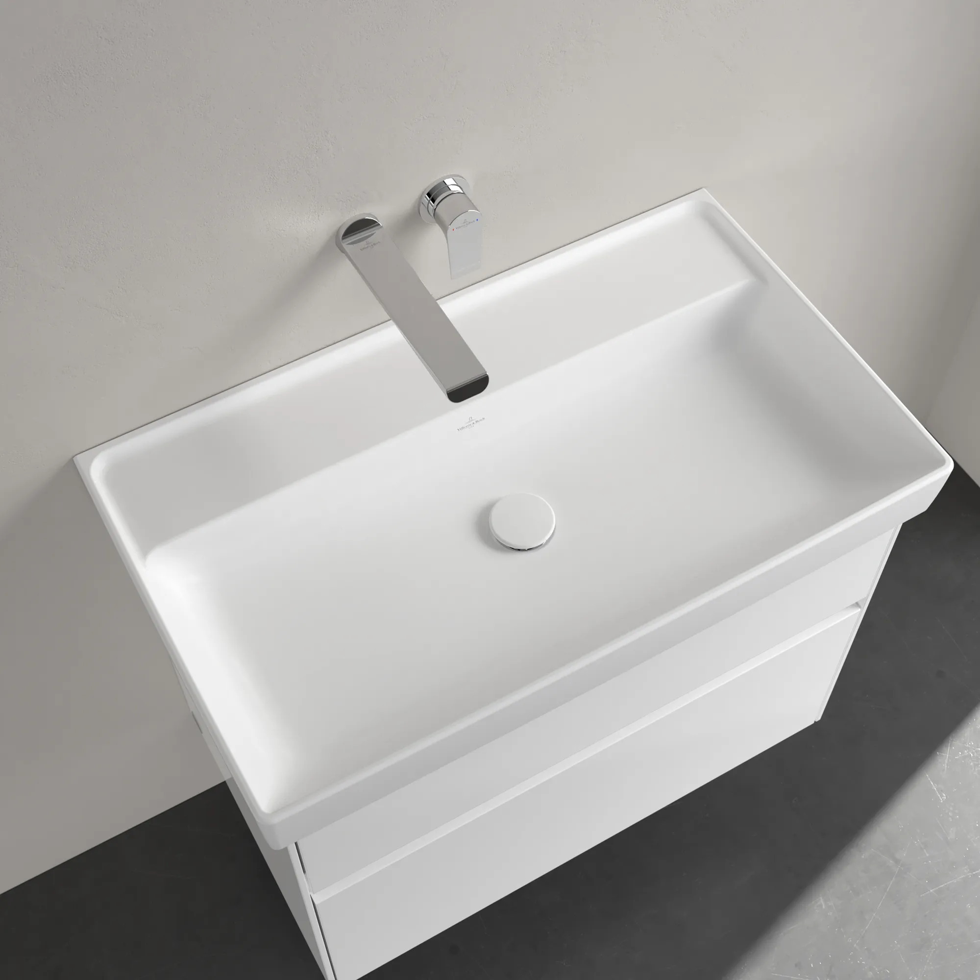 Villeroy & Boch Schrankwaschtisch aus TitanCeram „Collaro“ 800 × 465 × 160 mm, ohne Hahnlochbohrung in Stone White