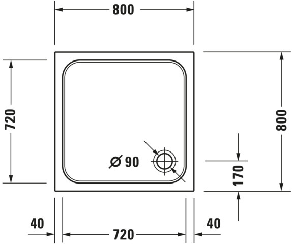 Duravit quadrat Duschwanne „D-Code“ 80 × 80 cm 