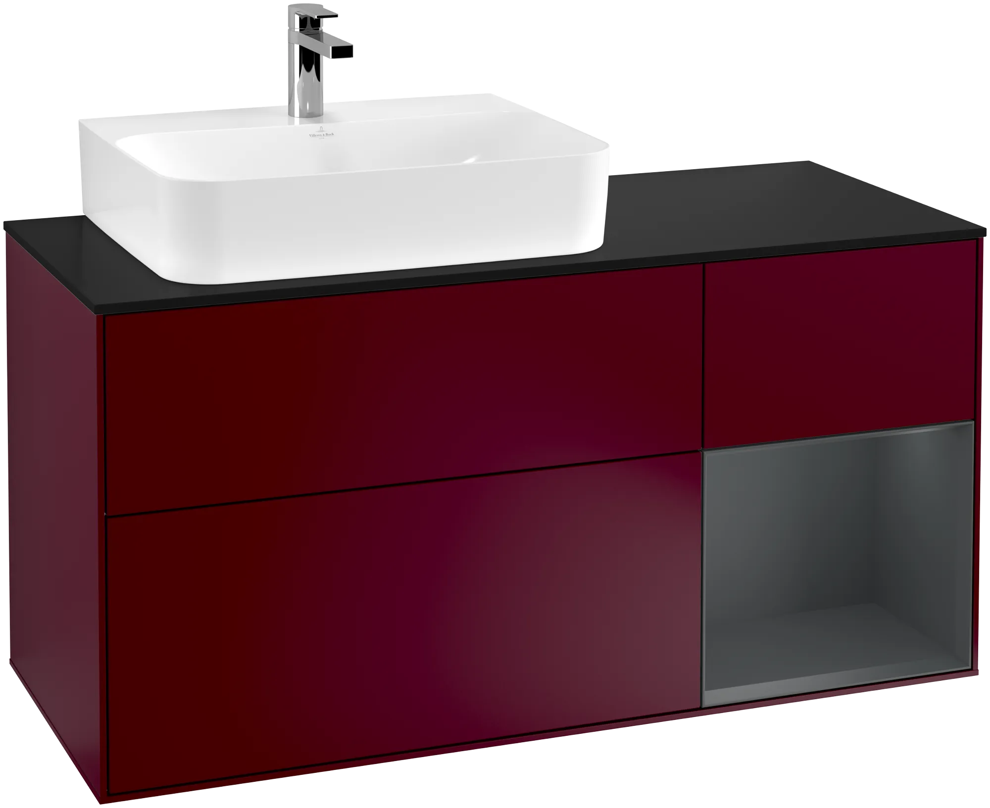 Villeroy & Boch Finion Waschbeckenunterschrank G15, 1200x603x501mm, mit Beleuchtung, 3 Auszüge, links