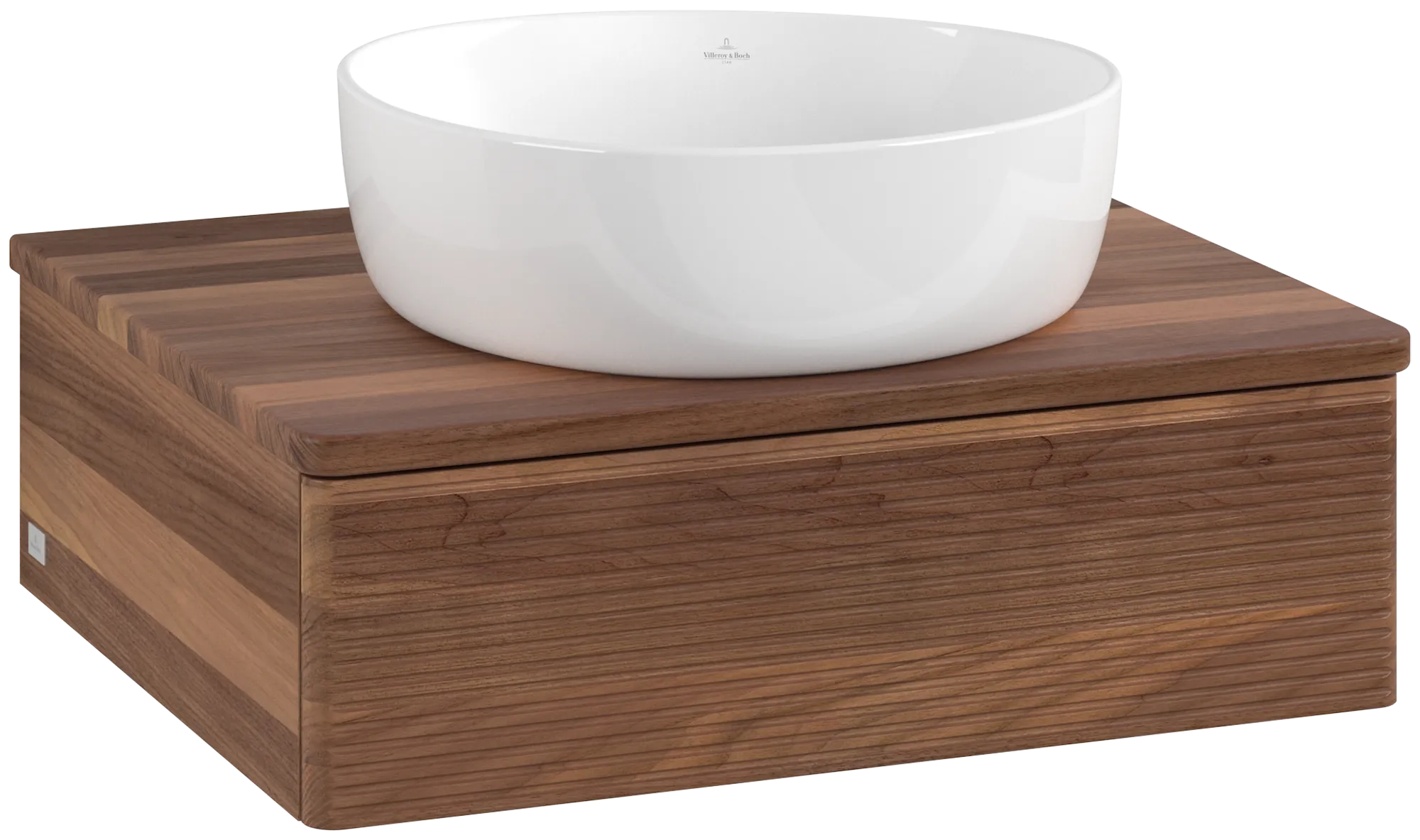 Villeroy & Boch Waschtischunterschrank „Antao“ 600 × 190 × 500 mm Warm Walnut, ohne Hahnlochbohrung, für Becken mittig, ohne Beleuchtung