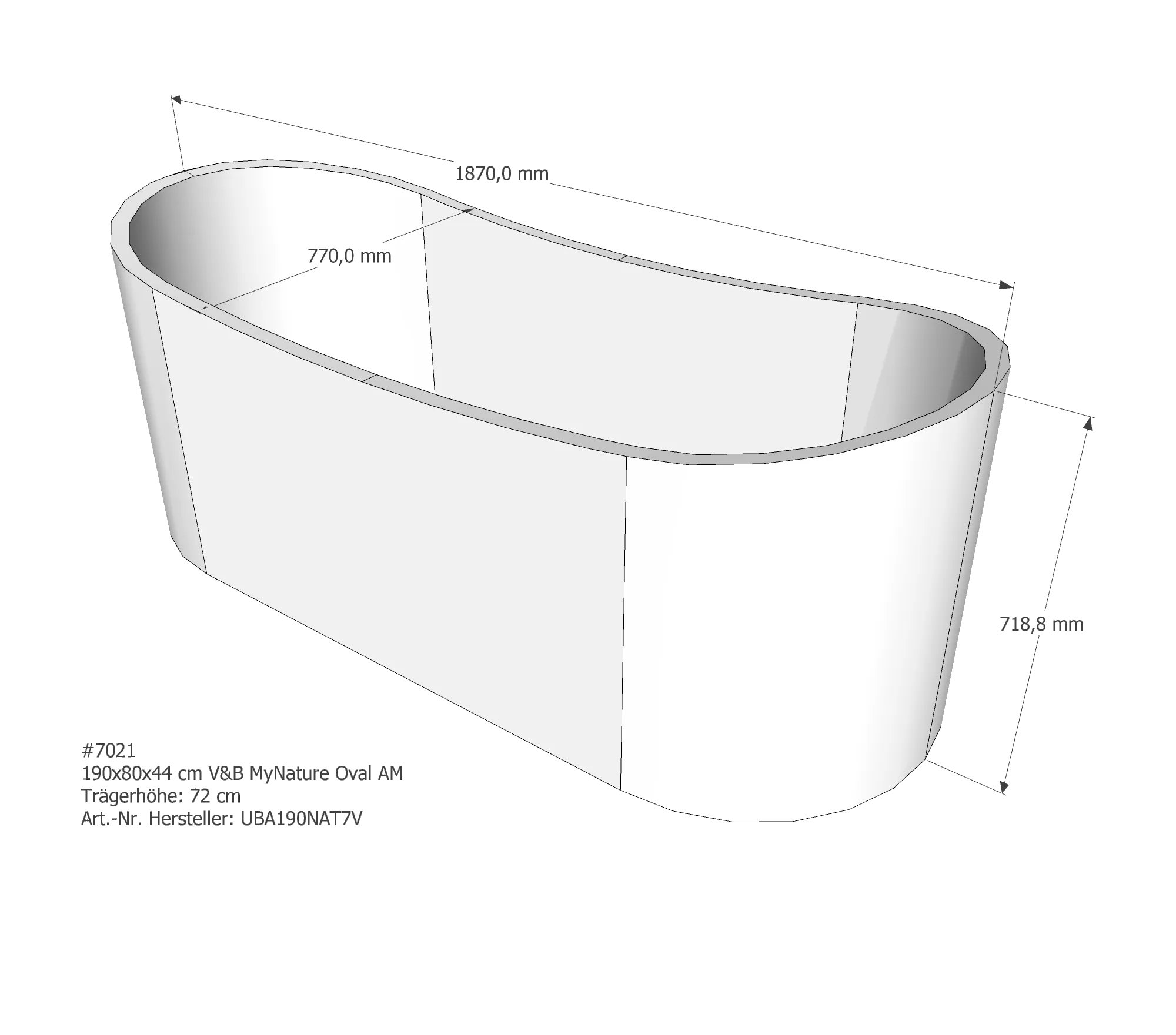Badewannenträger passend für Villeroy & Boch My Nature 190 × 80 × 44 cm Badewannenträger passend für Villeroy & Boch My Nature 190 × 80 × 44 cm