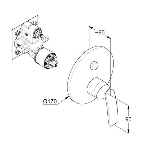 BALANCE UPWafü/Br.EHM Push Set mit Funktionseinheit chrom BALANCE UPWafü/Br.EHM Push Set mit Funktionseinheit chrom