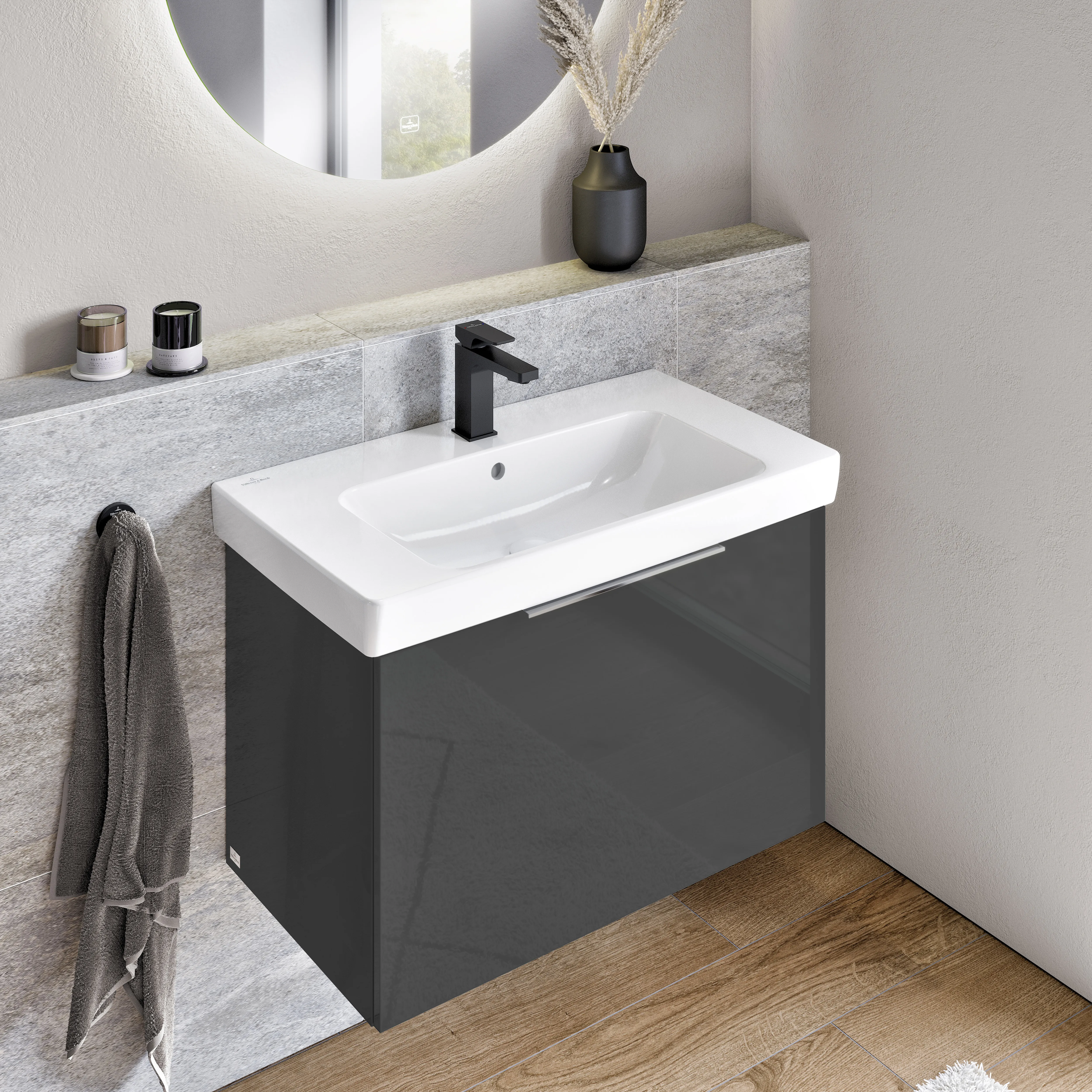 Villeroy & Boch Waschbecken „Architectura“ 800 × 455 × 165 mm, ohne Hahnlochbohrung, für Becken mittig in Weiß Alpin Villeroy & Boch Waschbecken „Architectura“ 800 × 455 × 165 mm, ohne Hahnlochbohrung, für Becken mittig in Weiß Alpin