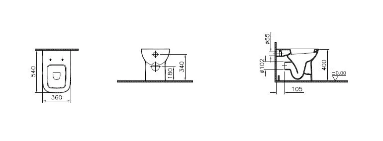 VitrA S20 Tiefspüler-Stand-WC Abgang waagerecht Back-To-Wall Weiß Hochglanz VitrA S20 Tiefspüler-Stand-WC Abgang waagerecht Back-To-Wall Weiß Hochglanz