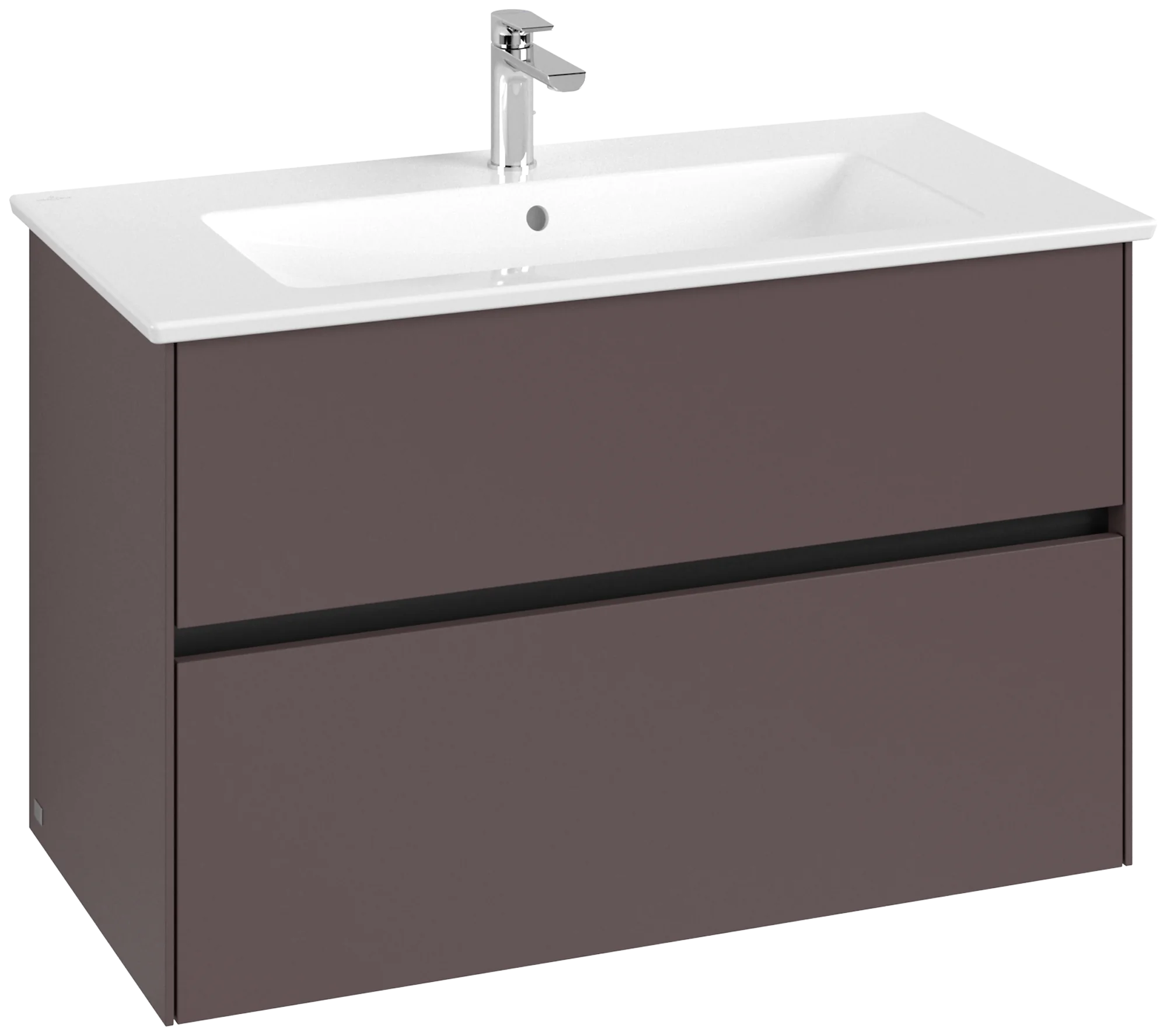 Villeroy & Boch Waschbeckenunterschrank Collaro, eckig, Dark Berry, 961x610x480 mm, mittige Wanneneinbauposition, 2 Auszüge mit SoftClosing,