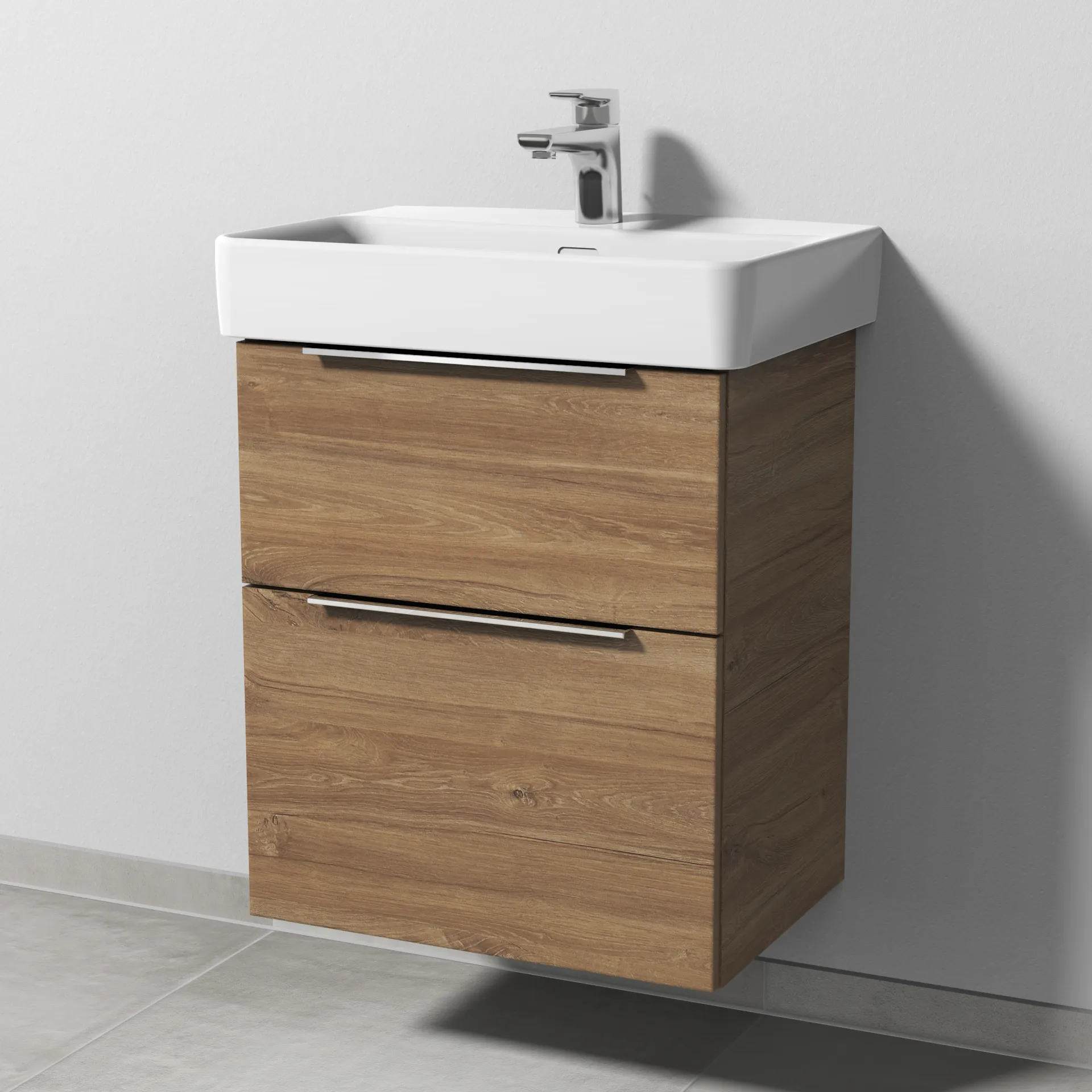 Sanipa Waschtischunterschrank „3way“ passend zu Keramik-Waschtische Pro S von 500 × 593 × 362 mm in Eiche Kansas