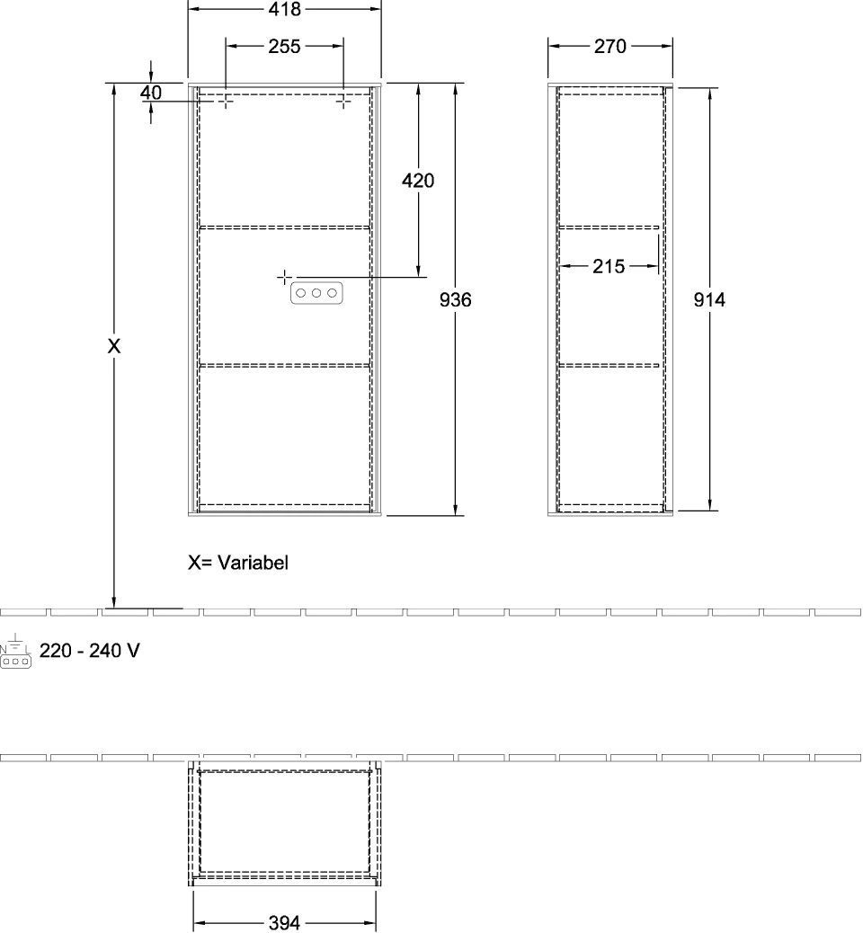 Villeroy & Boch Finion Seitenschrank G57 418x936x270mm anthrazit