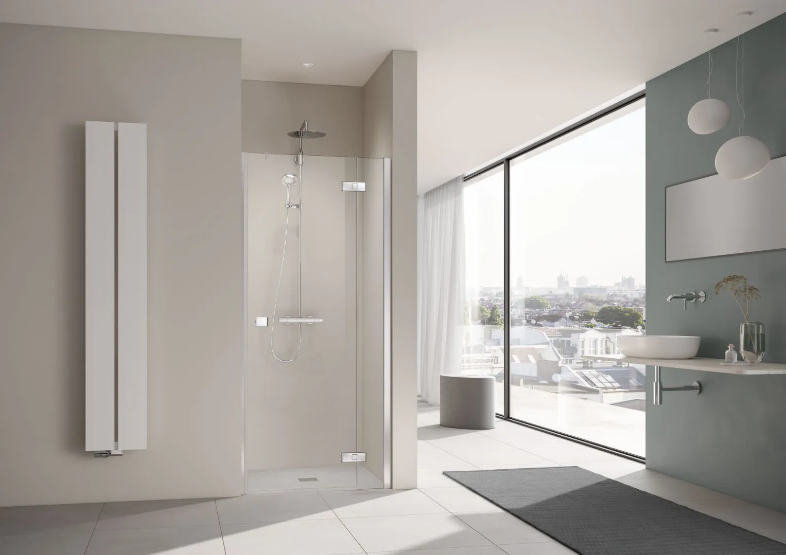 Kermi Duschdesign MENA, Pendeltür 1-flügelig mit Festfeld, Schwarz Soft RAL 9005, 2000x900 mm Kermi Duschdesign MENA, Pendeltür 1-flügelig mit Festfeld, Schwarz Soft RAL 9005, 2000x900 mm