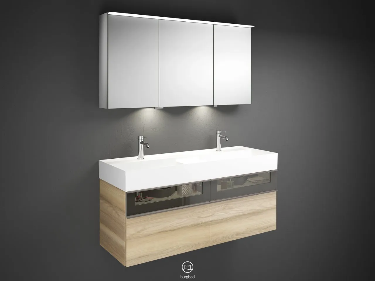 burgbad Badmöbelset „Yumo“ in Grau Hochglanz burgbad Badmöbelset „Yumo“ in Grau Hochglanz