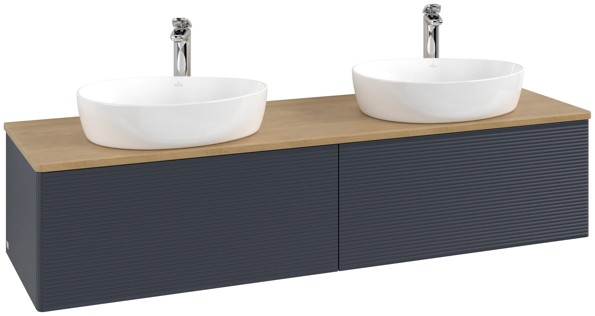 Villeroy & Boch Antao Waschbeckenunterschrank L39_5, 1600x360x500mm, Midnight Blue Matt Lacquer / Honey Oak