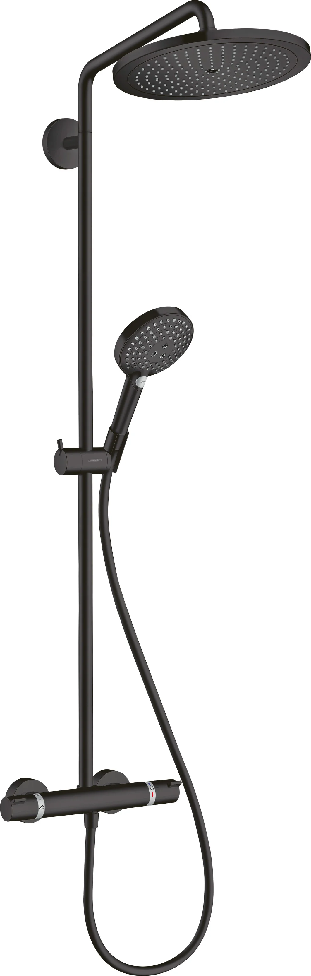 Hansgrohe Croma Select S Showerpipe 280 mit Thermostat und Raindance Handbrause mattschwarz Hansgrohe Croma Select S Showerpipe 280 mit Thermostat und Raindance Handbrause mattschwarz