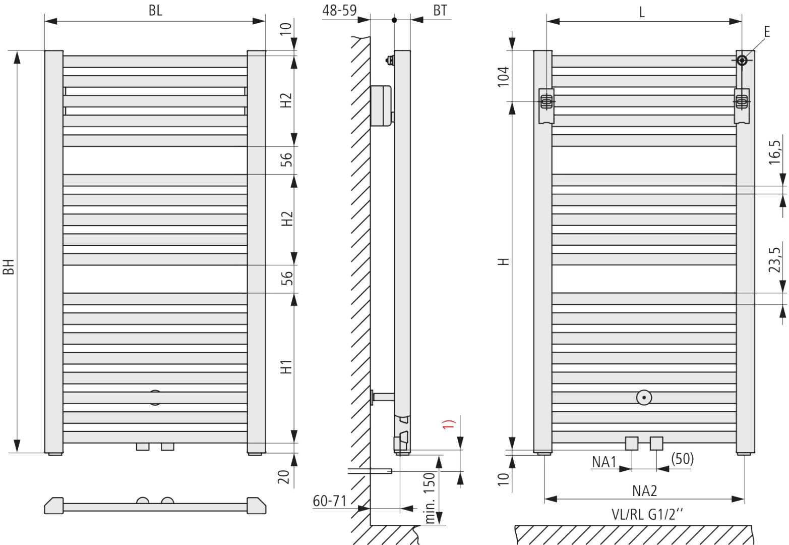 Kermi Design-Heizkörper „Geneo® quadris“ 74,6 × 117,4 cm in Anthracite Grey