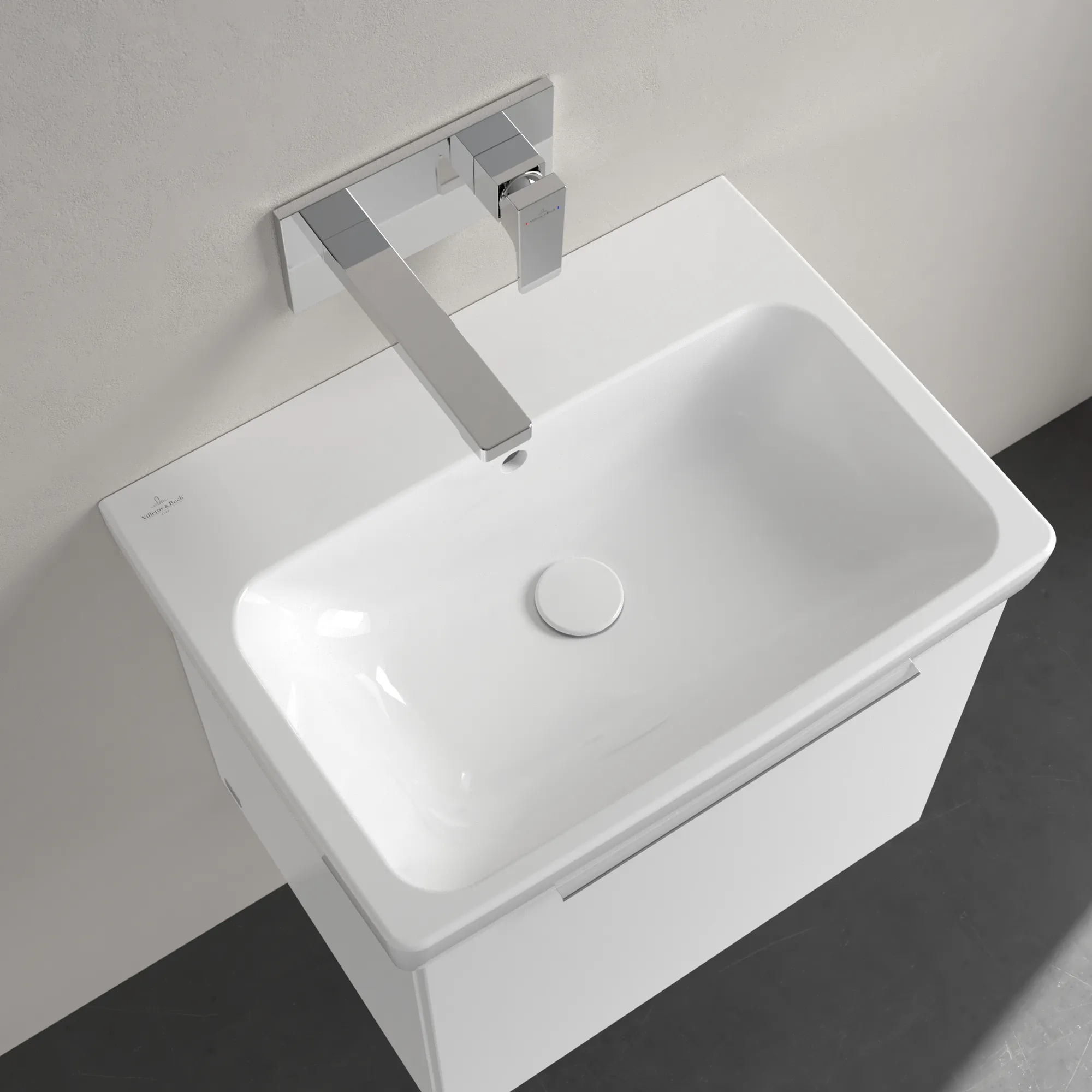Villeroy & Boch Waschbecken „Architectura“ 600 × 445 × 165 mm, ohne Hahnlochbohrung, für Becken mittig in Weiß Alpin Villeroy & Boch Waschbecken „Architectura“ 600 × 445 × 165 mm, ohne Hahnlochbohrung, für Becken mittig in Weiß Alpin