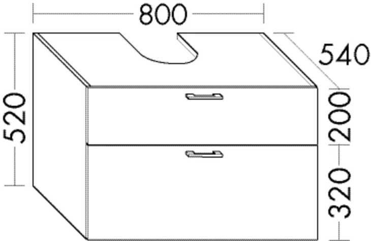 Waschtischunterschrank Sys30 von burgbad - 800 mm breit, 540 mm tief, 520 mm hoch mit Metallkonsole und Raumsparsiphon