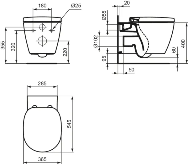 WC-Paket Connect AquaBlade mit WC-Sitz Softclosing 365x540x340mm Weiß