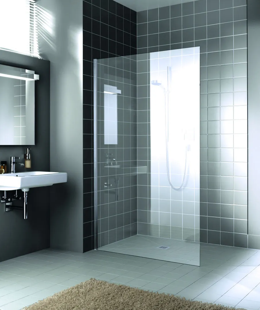 Kermi Duschdesign Walk-In-Duschkabine „WALK-IN XC“ Glas Klar, Profile Silber Mattglanz, BV: 380 - 390 mm WE: 390 - 400 mm H: 2000 mm