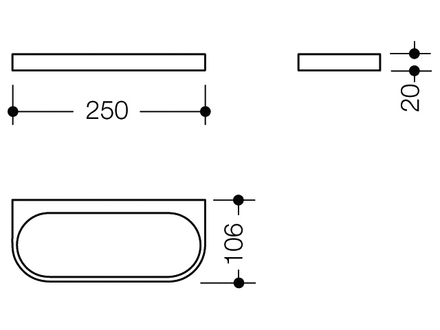 HEWI Ablage „System 800“ 25 × 2 × 10,6 cm