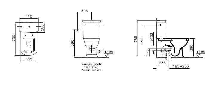 Valarte Stand-WC-Kombination Tiefspüler Open Back Abgang Vario Weiß Hochglanz mit Oberfächenveredelung Clean